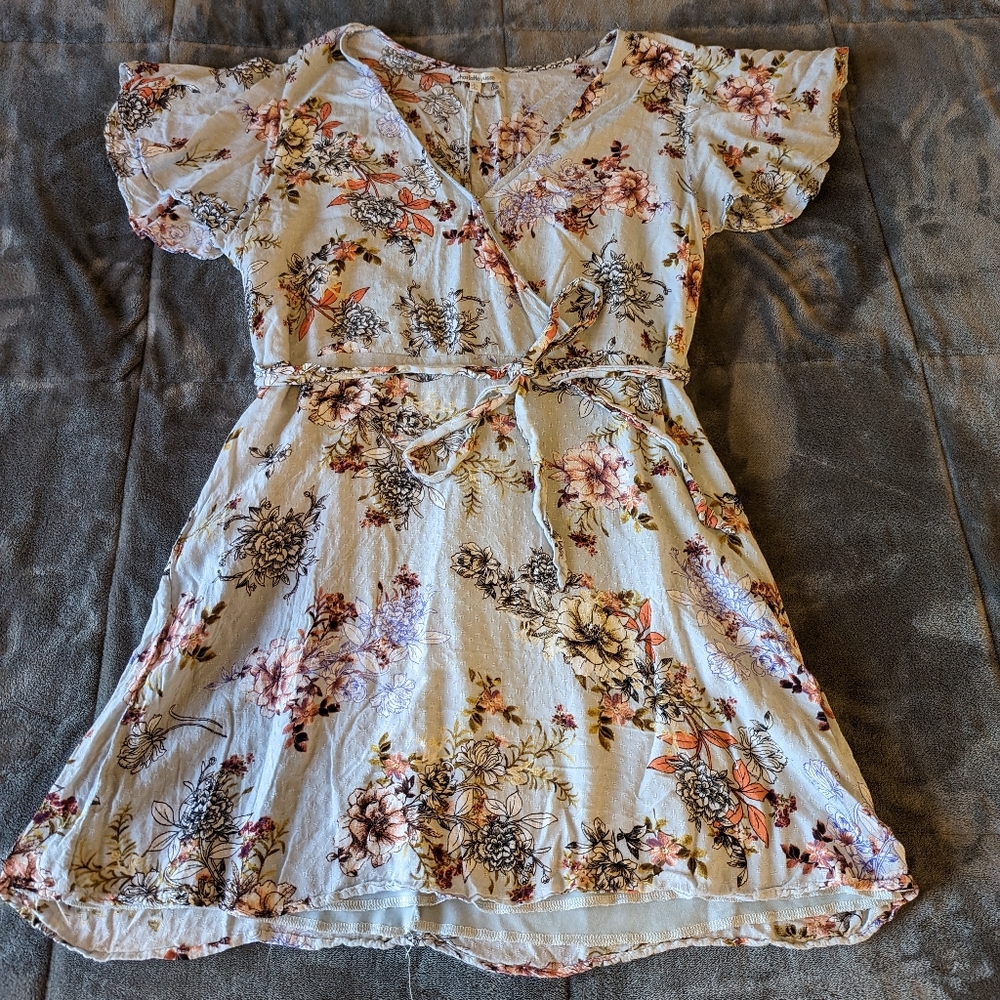 Charlotte Russe light blue floral design dress size L